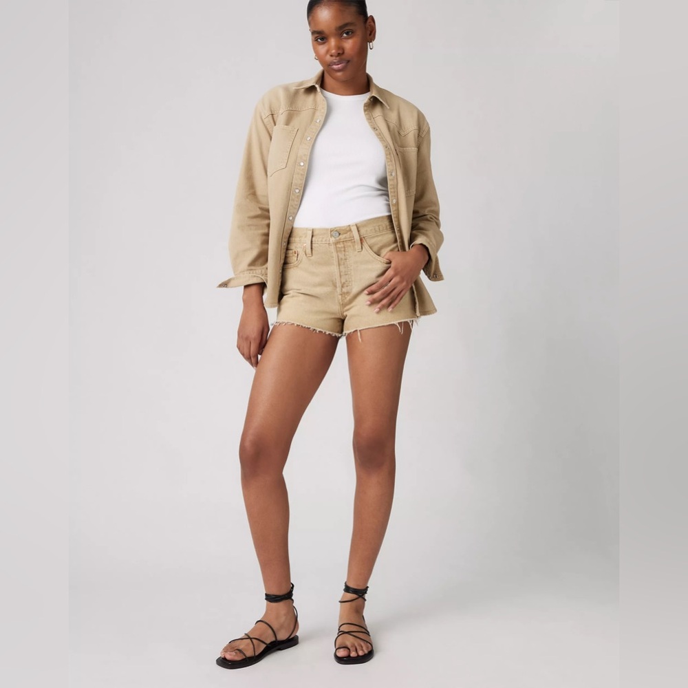 Levi's Beige/Tan High-Rise Denim Shorts